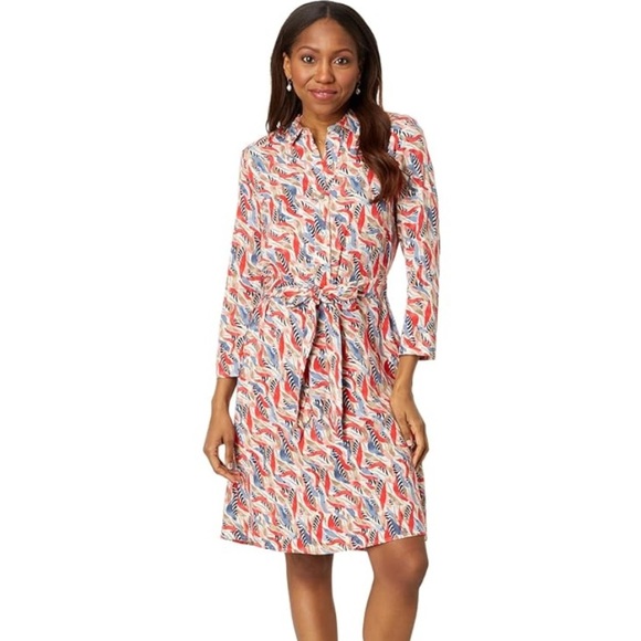 NIC + ZOE Coral Waves Live In Belted Shirt Dress Multicolor with Pockets XL NWT - Picture 5 of 14